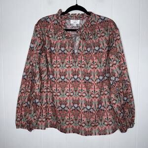 J. Crew Women’s Scalloped Tie Neck Top in Liberty May Nouveau Print Size Large